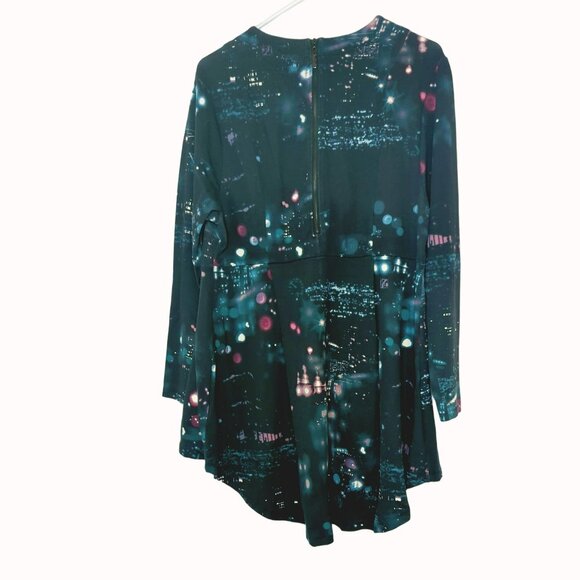Melissa McCarthy Seven7 Womens 1X Black City Lights Abstract Print Tunic Top - Picture 2 of 9